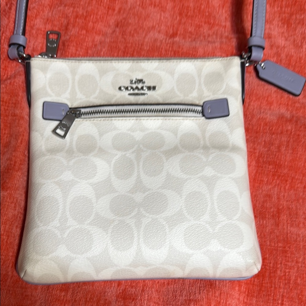 Coach Cream Crossbody Bag with Iconic Monogram Design